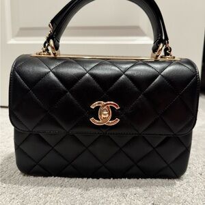 Chanel Black Quilted Top Handle Flap bag